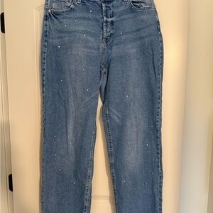 Wild Fable Blue Embellished Straight Leg Jeans